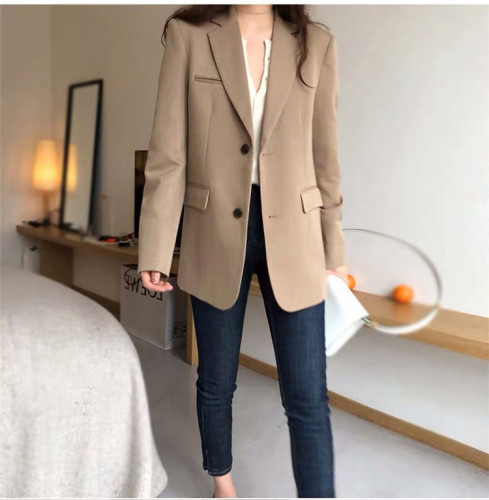 Suit women's tops Korean spring and autumn ins retro Hong Kong style internet celebrity design niche small suit jacket trend