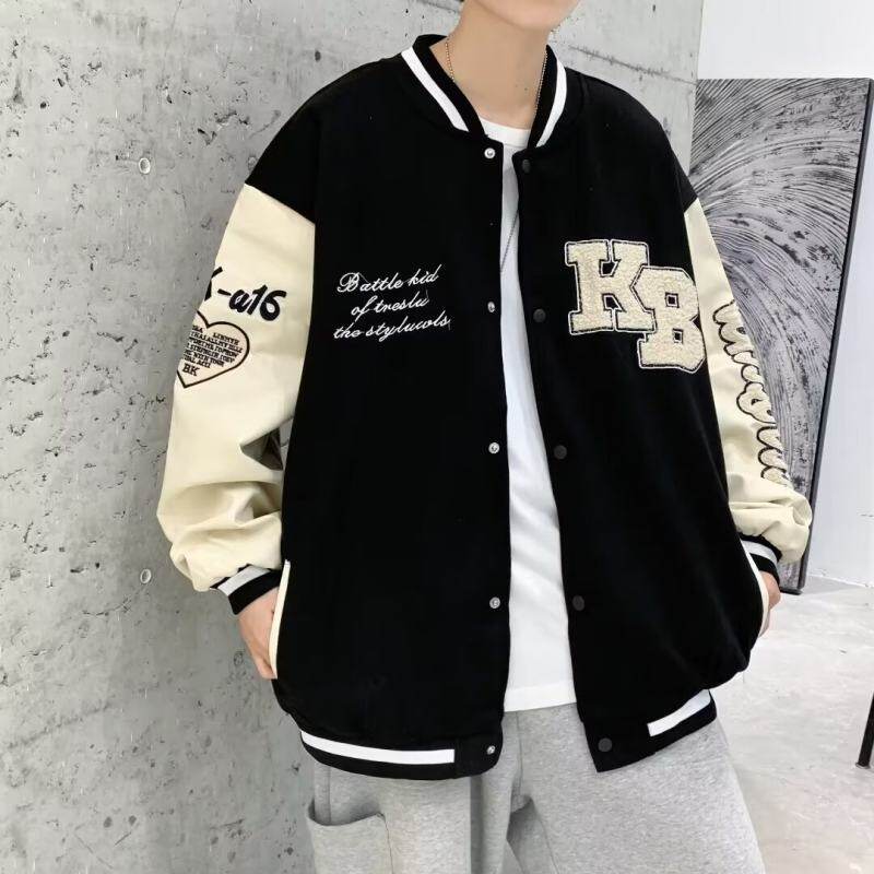 Embroidered jacket, men's all-match loose top, high street handsome baseball uniform