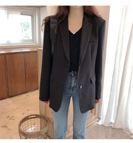 Suit women's tops Korean spring and autumn ins retro Hong Kong style internet celebrity design niche small suit jacket trend