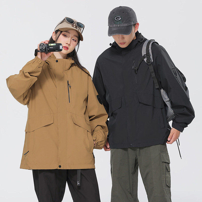 Spring couple's outdoor three-proof jacket jacket for men and women, hooded windproof mountaineering jacket