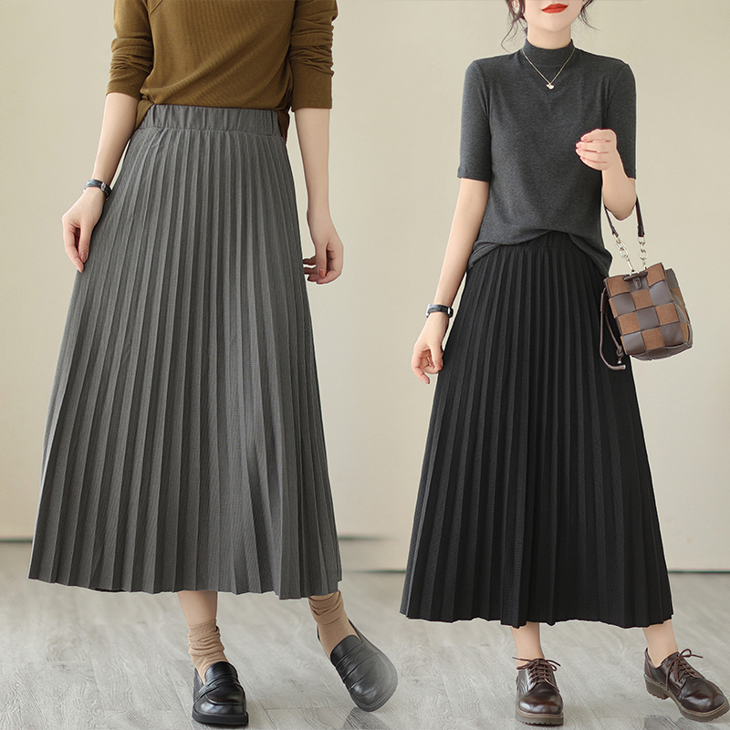 New autumn and winter waffle pleated skirt