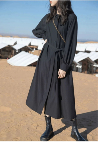 White dress women's early autumn French long style new spring style long-sleeved bottoming shirt skirt