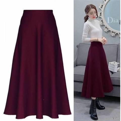 Korean style new style skirt with pockets, long skirt with elastic waist, high waist, slimming skirt, wide swing skirt for women, versatile plus size women's clothing