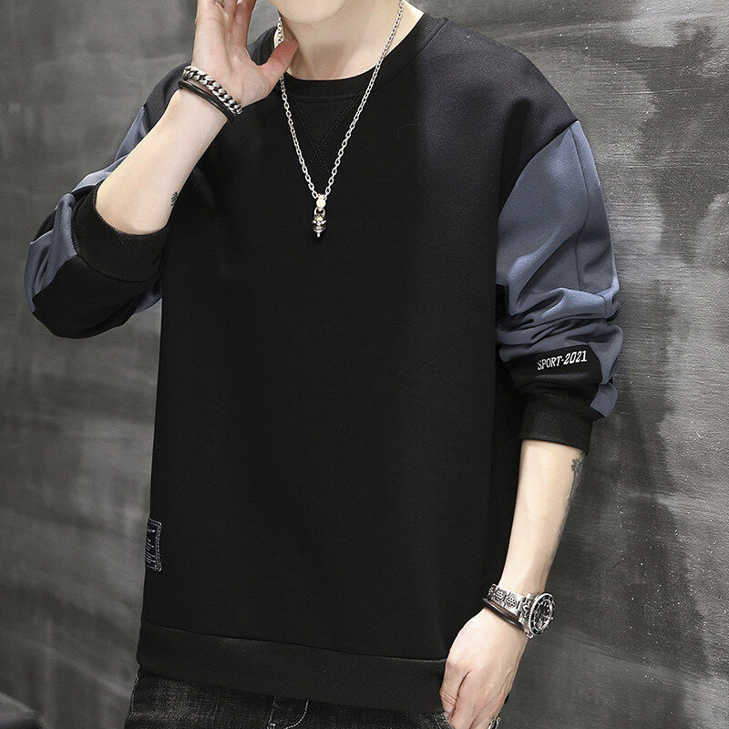 Loose off-shoulder fashion brand men's round neck pullover sweatshirt
