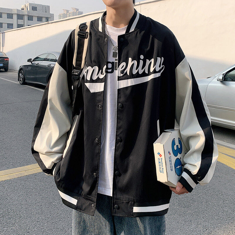 Spring new trendy brand men's loose baseball uniform stand collar jacket