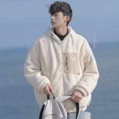 Winter hooded lamb wool all-match cotton jacket