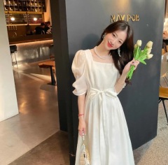 Douyin Wenwen exclusive Zhizhi cheese French elegant simple and beautiful long dress