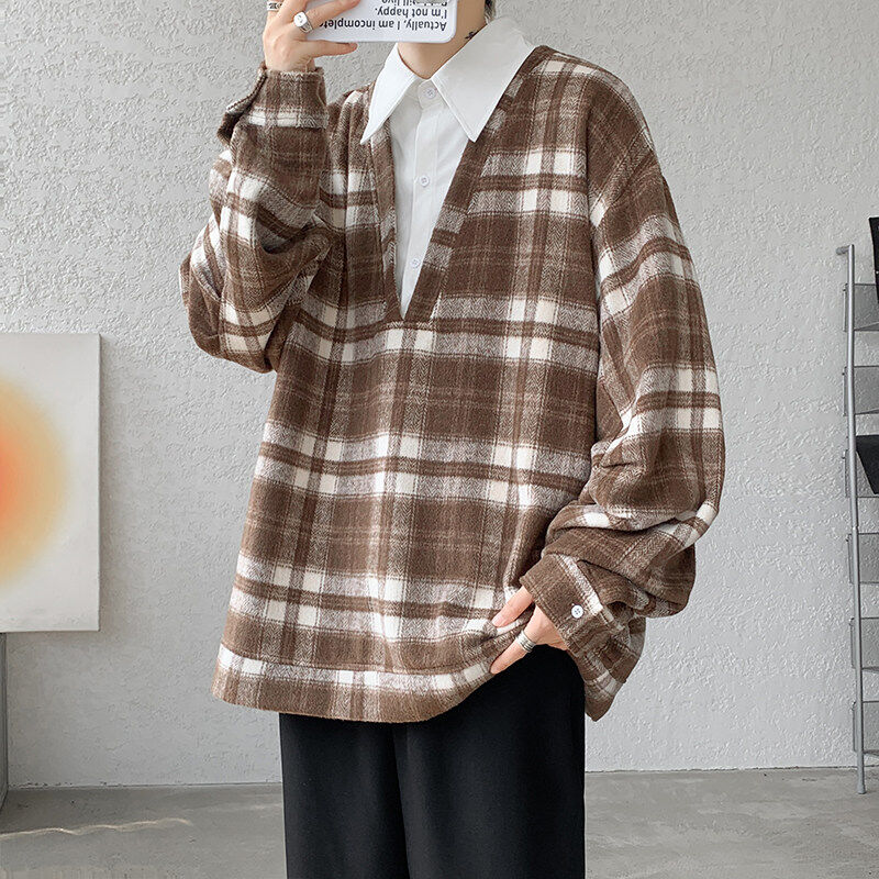 Spring new high quality fashionable versatile fake two-piece sweatshirt