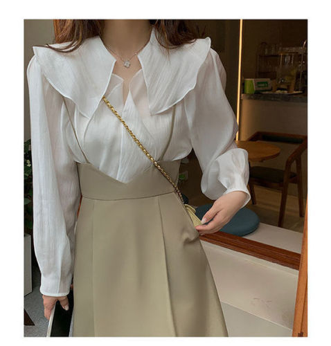 Suit skirt women's new autumn style versatile and age-reducing sweet long-sleeved babydoll suspender skirt two-piece autumn outfit