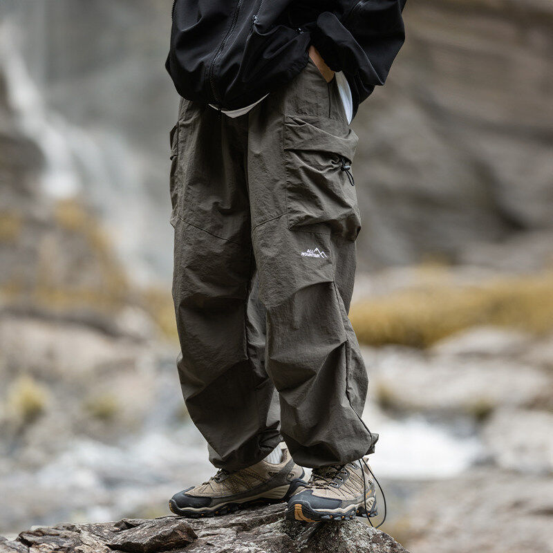 Double fold pocket parachute pants autumn outdoor function can anti -water leisure trousers