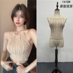 Broken strap vest female summer new slimming, thin short hot girl designer design sensor sweater top