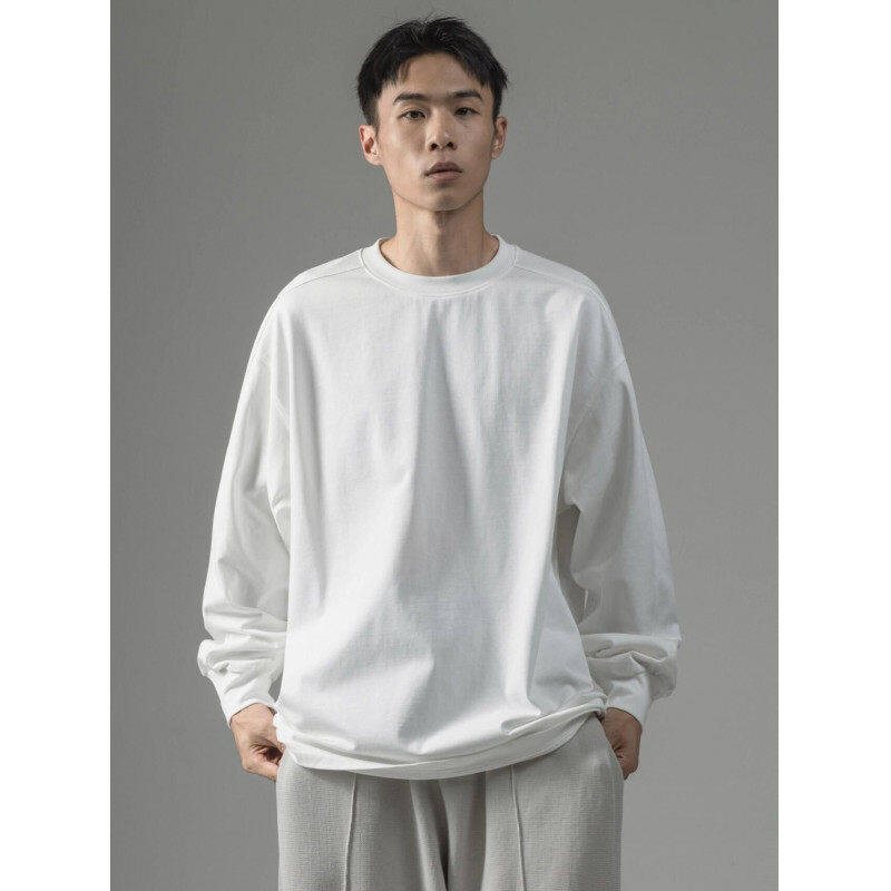 Long sleeve solid color versatile bottoming shirt for men