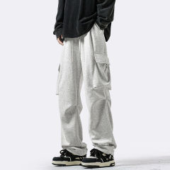 Trendy brand multi-pocket workwear sports pants American high street loose straight casual trousers