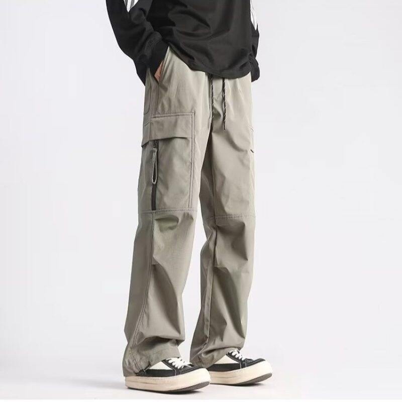 Functional worker pants men's loose straight -legged pants casual pants