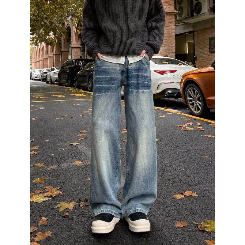 Jeans Gradient Color Color, Handsome Spring INS straight trousers