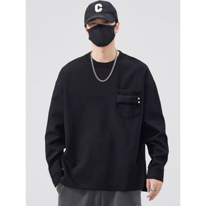 American minimalist heavy pound bottoming shirt men's versatile long -sleeved T -shirt