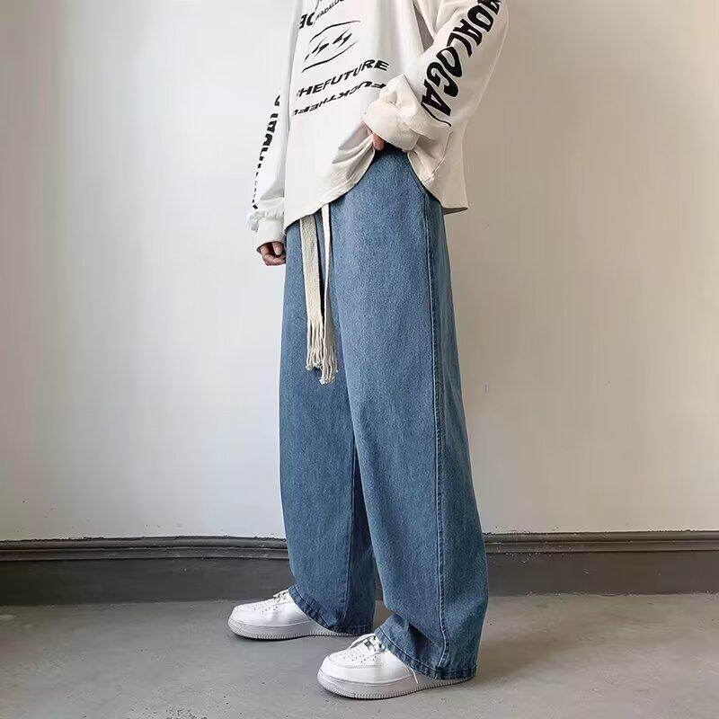 Jeans men's loose season pants men's beautiful street casual wild wide -leg pants boy trousers