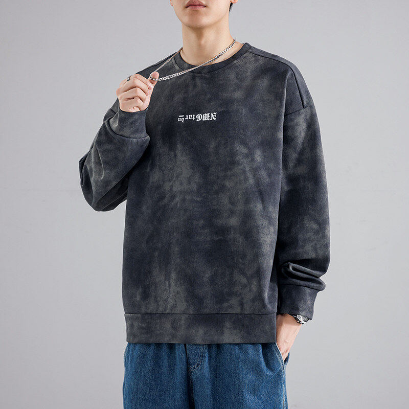 Hong Kong Wind Men's Loose Trendye Momasum Various American Tide Circle Tie Dye Washing Sweato