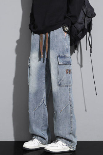 Spring New Gray Wall Large Size American Work Jeans