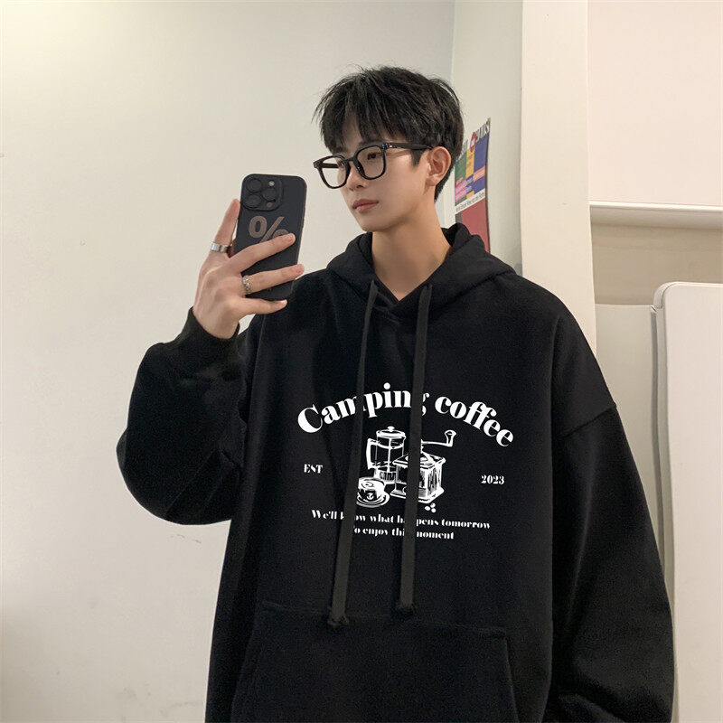 Boys' hooded large -size printed sweater