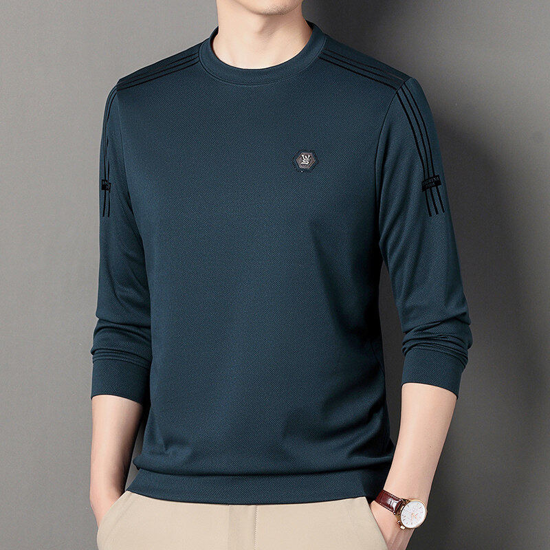 Spring and autumn T -shirt men's long -sleeved thin round neck shirt men's casual wild shirt men's loose top