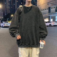 Hong Kong style trend ins spring loose and versatile large size round neck pullover sweatshirt