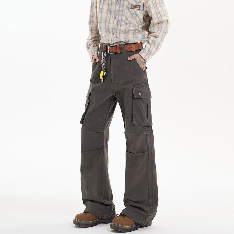 Spring and autumn ins high street hiphop multi-pocket overalls