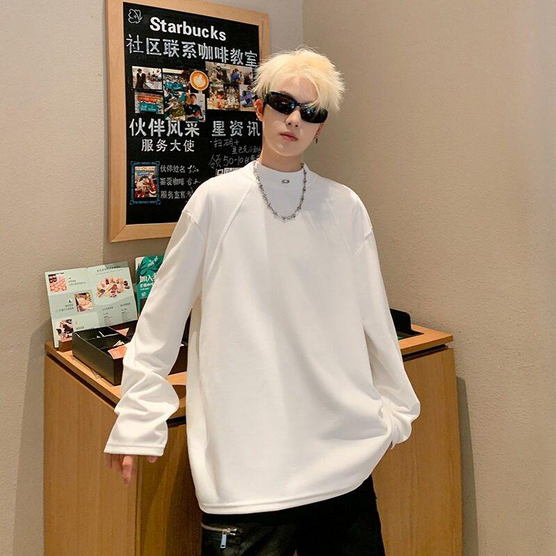 T -shirt men's Korean version of long -sleeved long -sleeved loose and wild 2025 spring new ins loose top