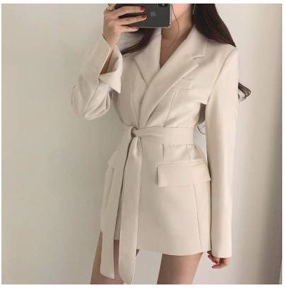 New trendy retro belt Korean style casual temperament ins small suit jacket for women