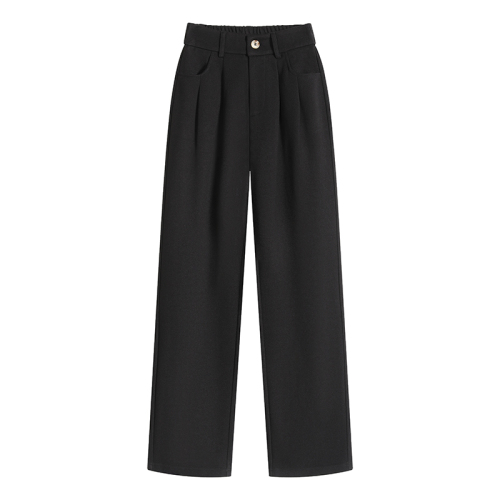 Spot Mao Woors Wide Pants Autumn and Winter New Straight Loose Loose High -waist Winter Casual Pants Autumn and Winter Plel Women's Pants