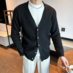 Cardigan men's sweater sweater thick thick cardigan solid color