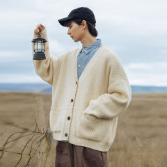 Sental sensory coarse needle knit cardigan jacket