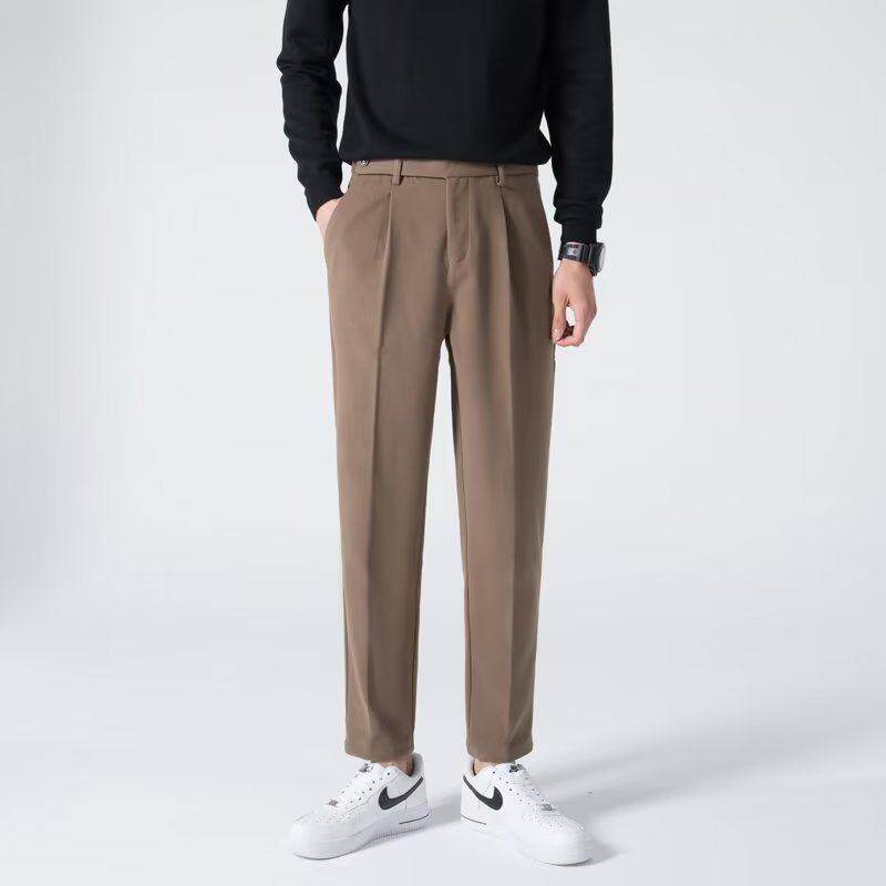 Woolen trousers for men, trendy and handsome straight-leg casual trousers