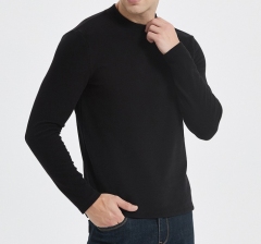 Men's autumn and winter half turtleneck, round neck, long sleeve bottoming shirt