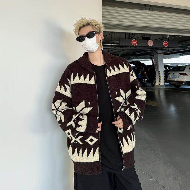 Versatile trendy lapel sweater men's fashion niche casual high-end sweater