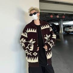 Versatile trendy lapel sweater men's fashion niche casual high-end sweater