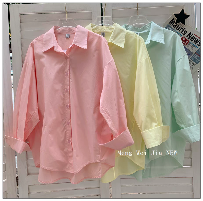 French design polo collar sweet shirt temperament age reduction candy color top lazy style shirt new