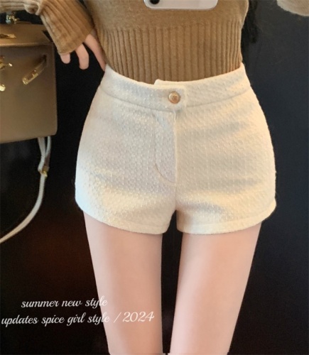 Mao woolen shorts women autumn and winter new versatile high -waisted high -waisted pants loose and thin, wearing wide -leg shorts