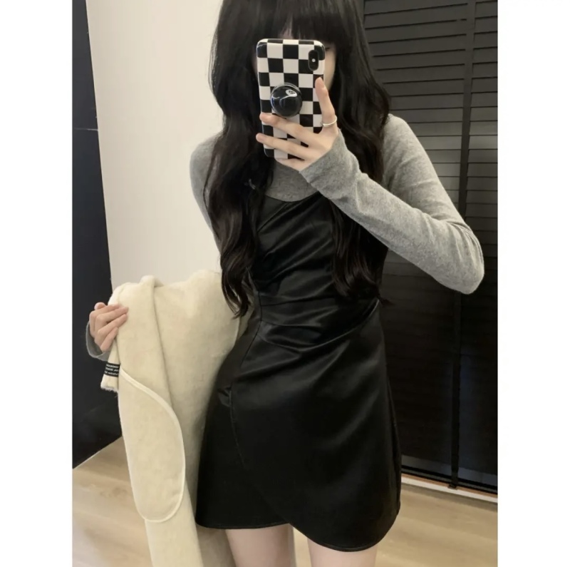 Temperament Sister wrinkle camisole skirt+top