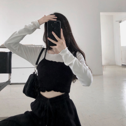 Three standards Qi Made BF Fengshan Smaller+white lace collar long sleeve bottoming shirt top