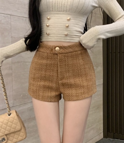 Mao woolen shorts women autumn and winter new versatile high -waisted high -waisted pants loose and thin, wearing wide -leg shorts