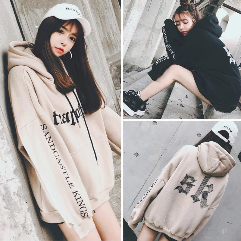 A large number of spot new autumn and winter clothing student hooded sweatshirts for women bf Harajuku plus velvet fat
