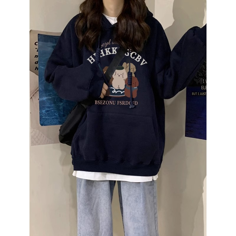 Hot hooded, rear collar, double-pressure wire plus velvet 400G/ thin 250G/ new versatile sweatshirt