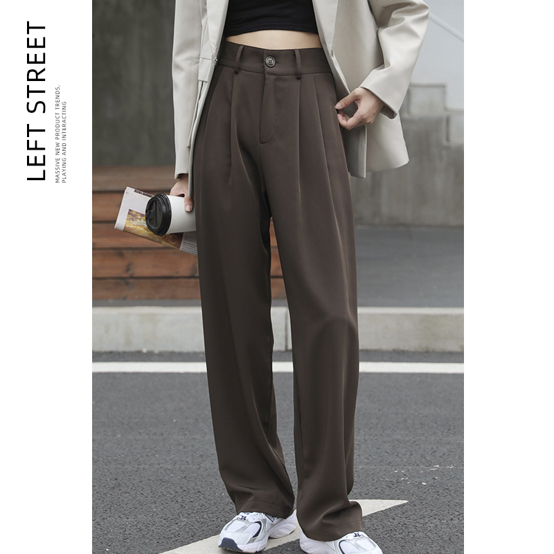 Magic pants floor-moving suit pants for women in spring and summer white straight loose draping casual high waist black wide-leg pants