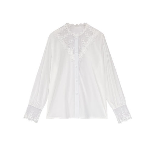 Lace base shirt for women in spring and autumn new design niche inner wear fashionable scheming top chiffon splicing shirt
