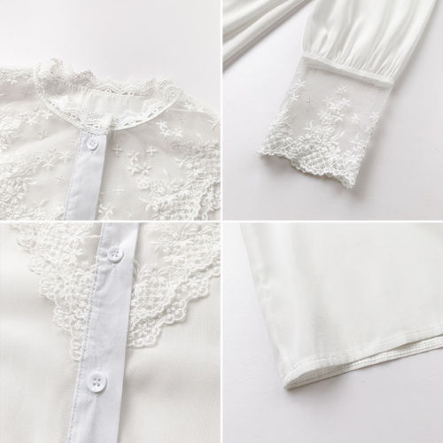 Lace base shirt for women in spring and autumn new design niche inner wear fashionable scheming top chiffon splicing shirt