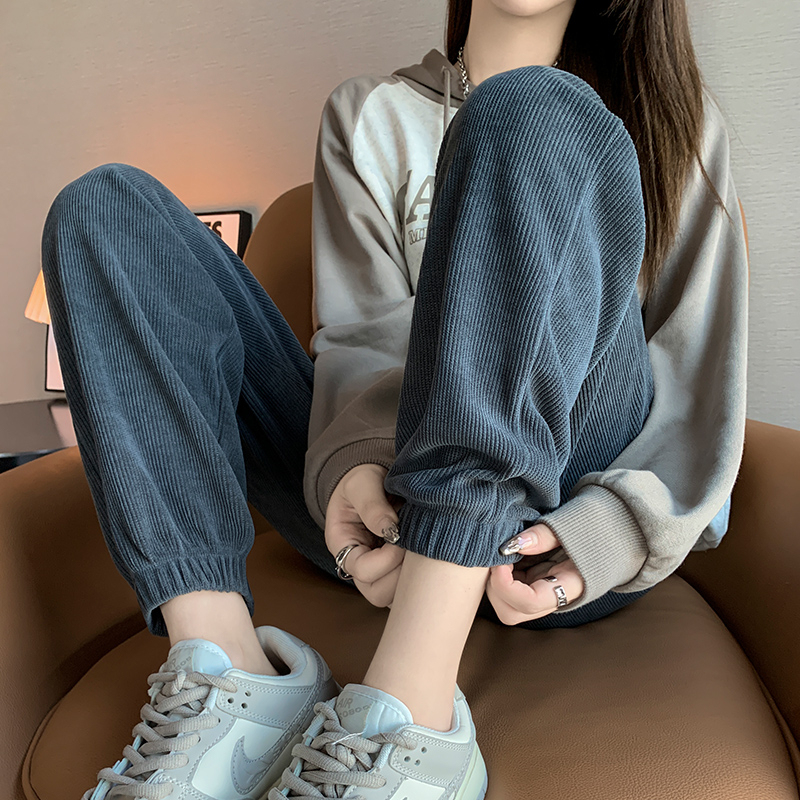 Spring and Autumn and Winter European Cotton Sport Pants for Women New High Waist Casual Pants Lantern Sleeper