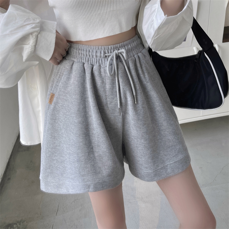 Fish scale summer loose casual shorts for women elastic strap pocket wide legs