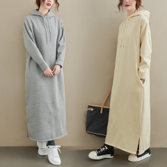 Fashionable and thickened long-sleeved loose slim dress
