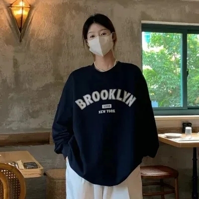 Harajuku plus velvet thickened pullover round neck sweatshirt female student salt loose top autumn and winter jacket lazy style